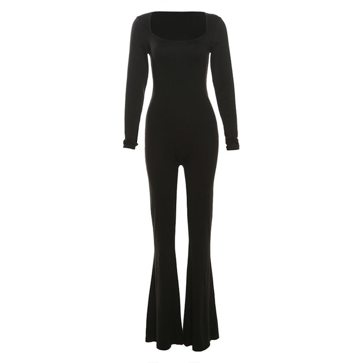 Dame Elegant og figursyet jumpsuit med lange ærmer og bred ben Stilla