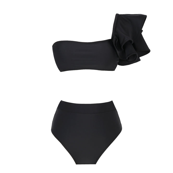 Dame Bikini-sæt med asymmetrisk top og voluminøst flæseelement Stilla