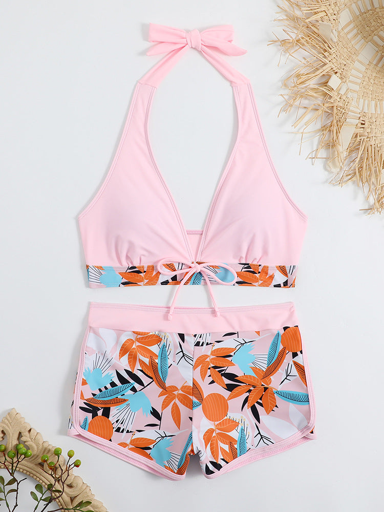 Dame Sporty bikini sæt med raffineret knude detalje og blomster mønster Stilla