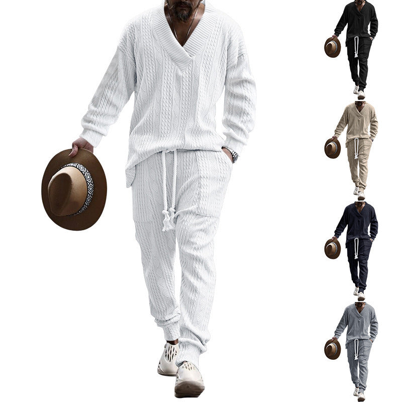 Herrer Strik Pullover og Joggingbukser Sæt Stilla