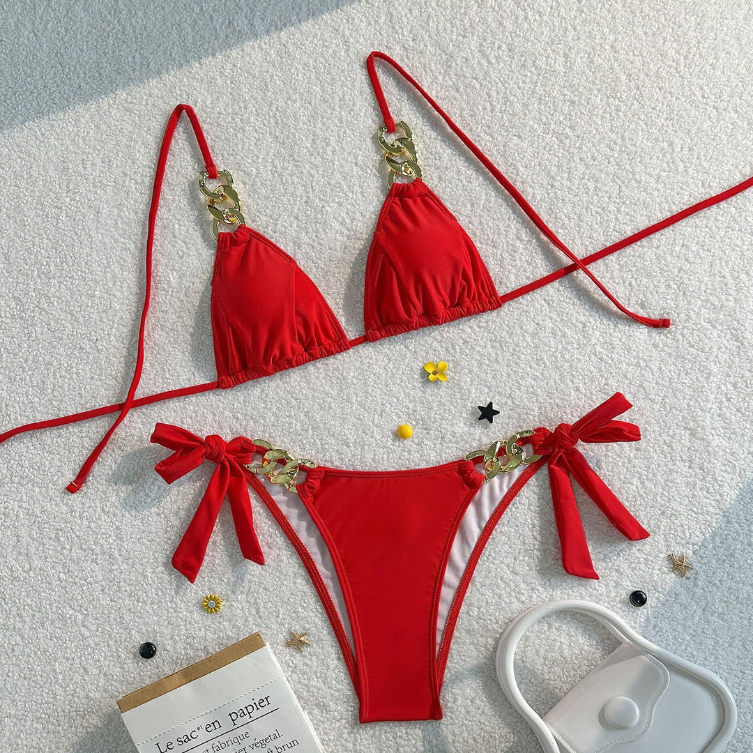 Dame Triangel-Bikini med elegant kæde-detalje Skovae