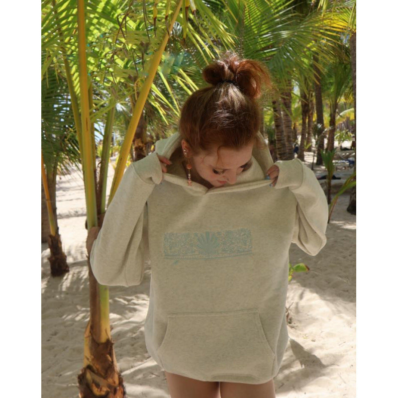Kvindernes oversized hoodie med kreative grafik og komfortabel pasform Skovae