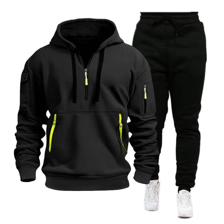 Herrer sporty fleece-sæt med moderne lynlås og praktiske lommer Stilla