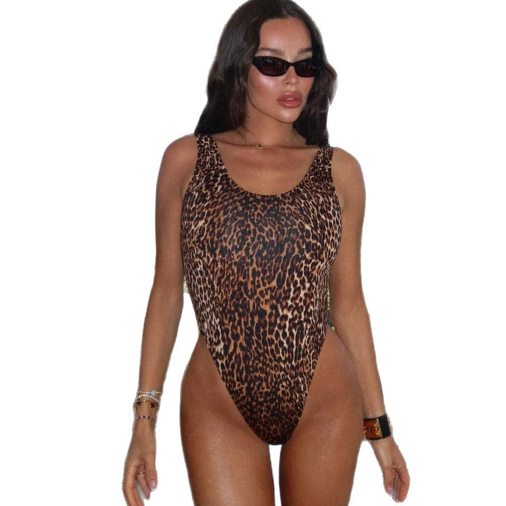 Dame Et-stykke Badedragt med ekstravagante Cut-Outs og moderne Leopardmønster Stilla