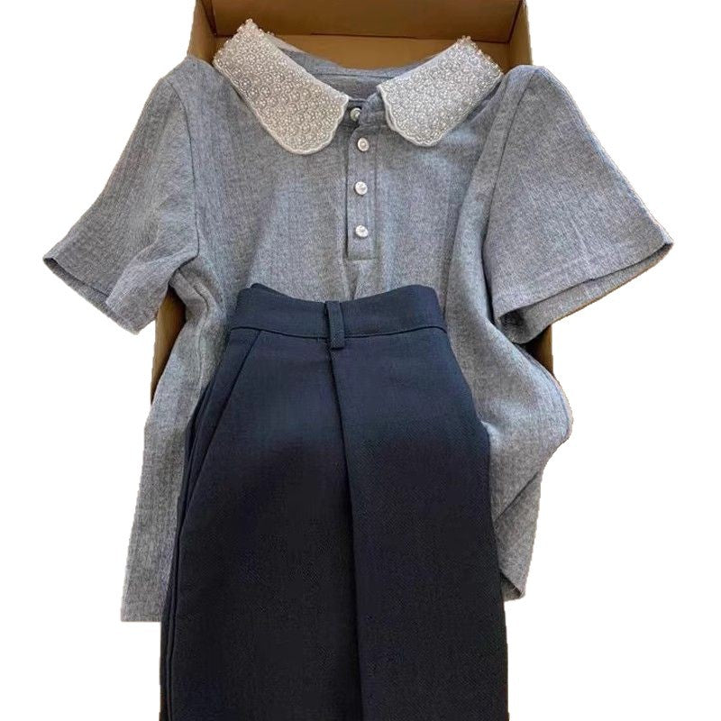 Dame polo top med elegant krave Stilla