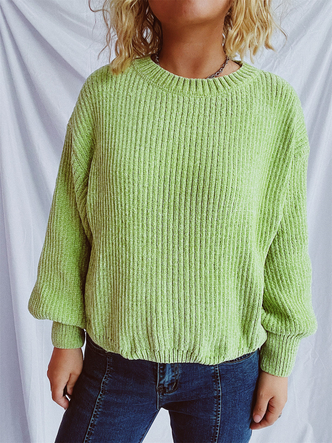 Kvinders hyggelige chunky striktrøje med brede ærmer og tekstureret design Stilla