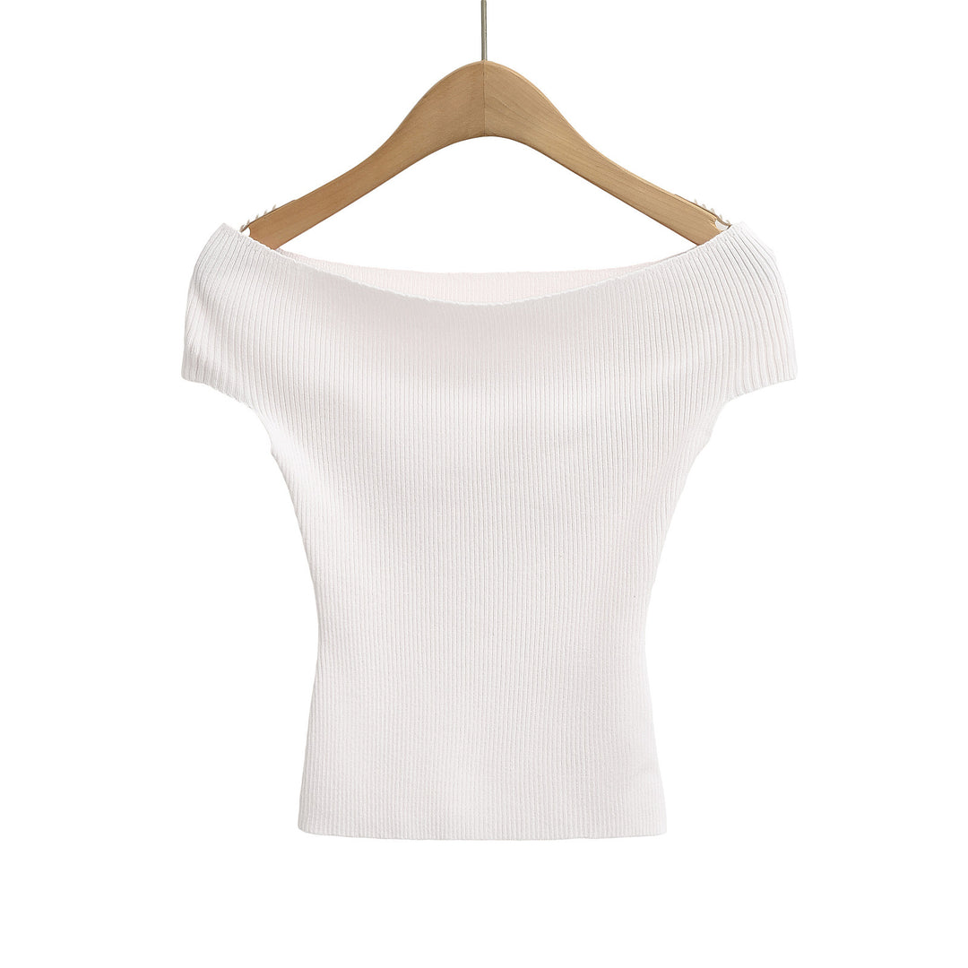 Dame Off-Shoulder Top i fint ribbet materiale Stilla
