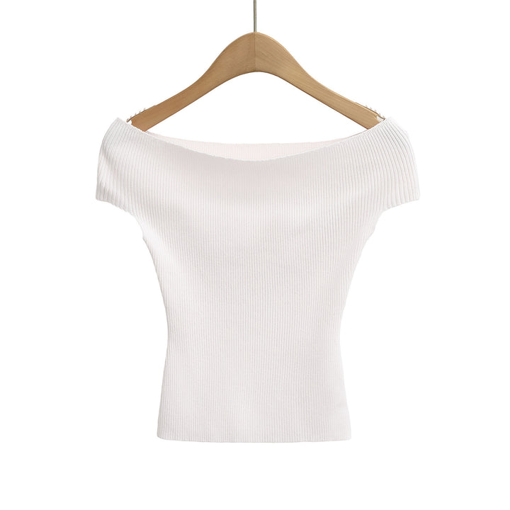 Dame Off-Shoulder Top i fint ribbet materiale Stilla