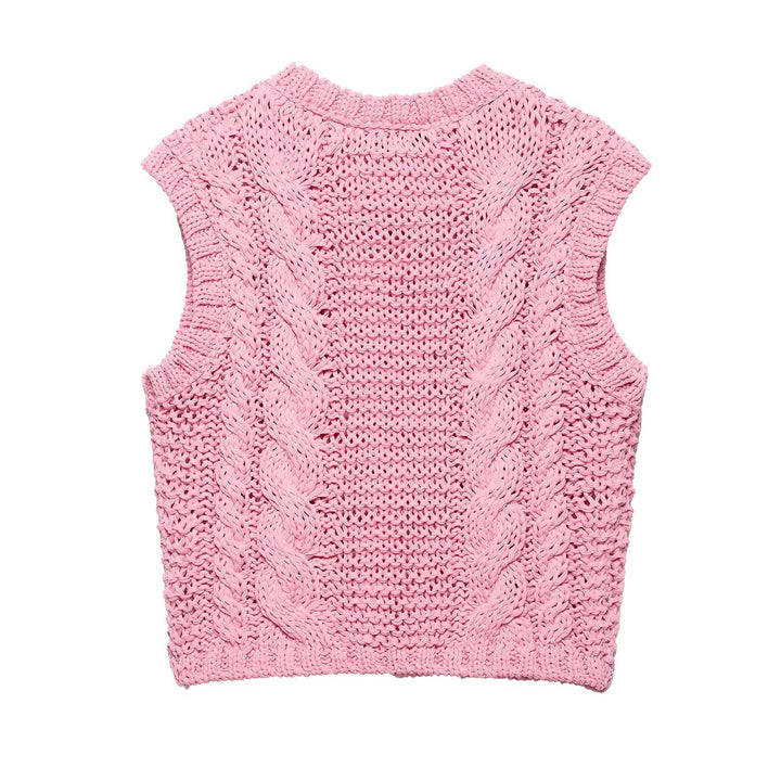 Femme Strikket Kabel Crop Vest Stilla