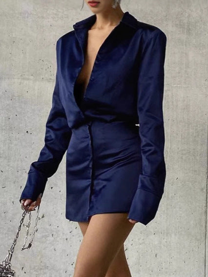 Dame Satin-Pyjamasæt med moderne snit og elegante detaljer Stilla