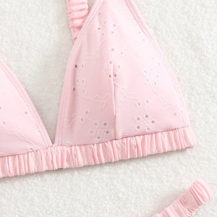 Dame trekant-bikini-sæt med legesygt flæse-design Skovae