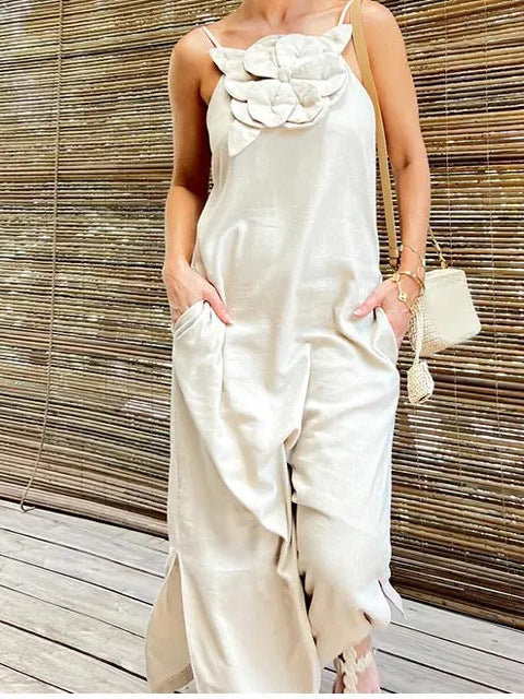 Dame overall med blomstret detalje Stilla