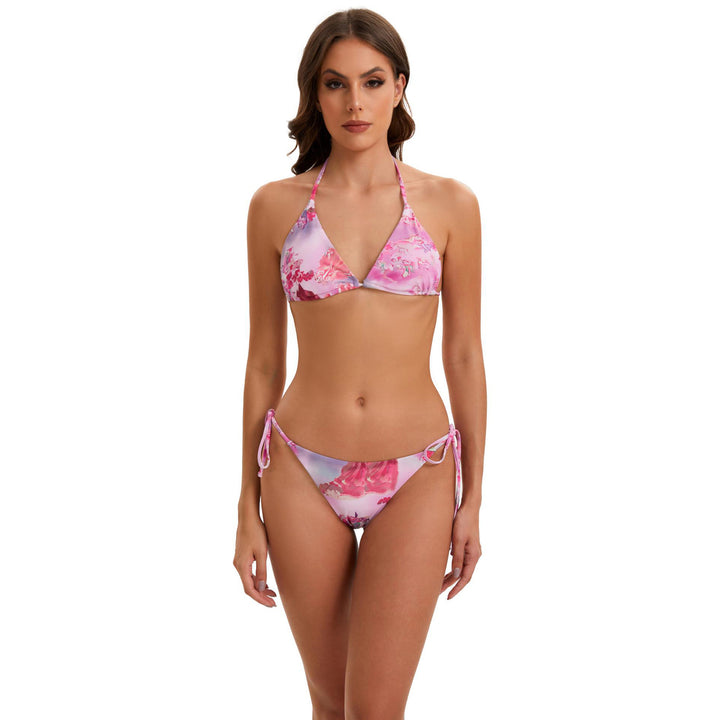 Dame Bikini-sæt med langærmet crop-top og blomsterdesign Skovae