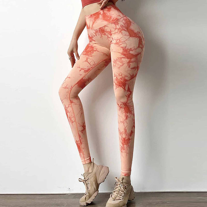 Kvinder Højtaljede Leggings med trendy tie-dye mønster og figur-flatterende snit Skovae