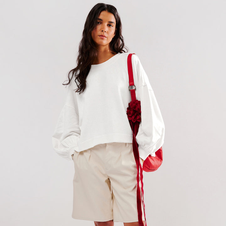 Dame afslappet cropped sweatshirt med voluminøse ærmer Stilla