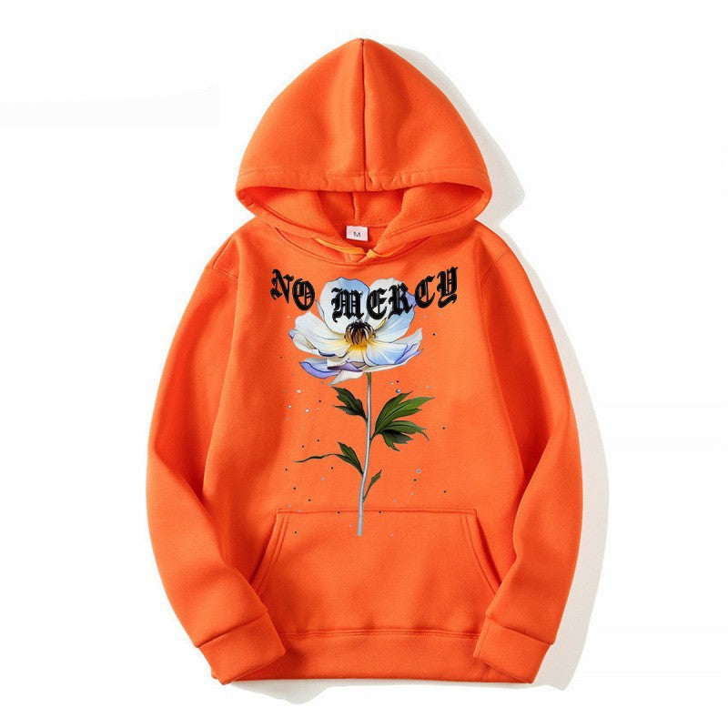 Kvinders hoodie med blomsterprint og fremtrædende tryk Skovae