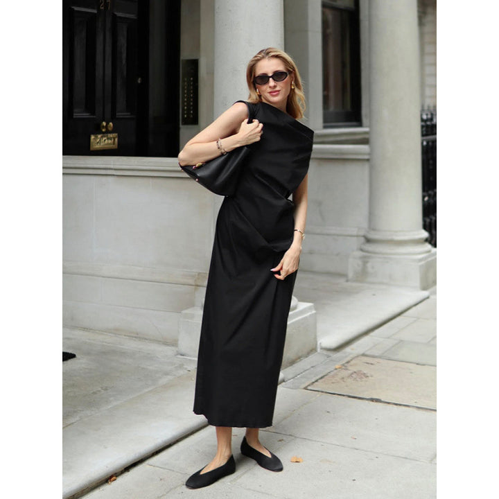 Damen elegantes Wickelkleid mit asymmetrischem Schnitt und schickem Taillendetail Skovae