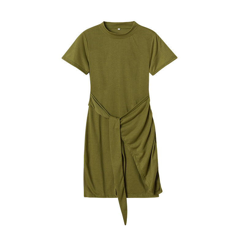 Dame Fritids Draperet T-Shirt Kjole Stilla