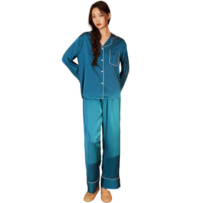Dame Satin Pyjamasæt med elegante kontrastdetaljer og høj kvalitet forarbejdning Stilla