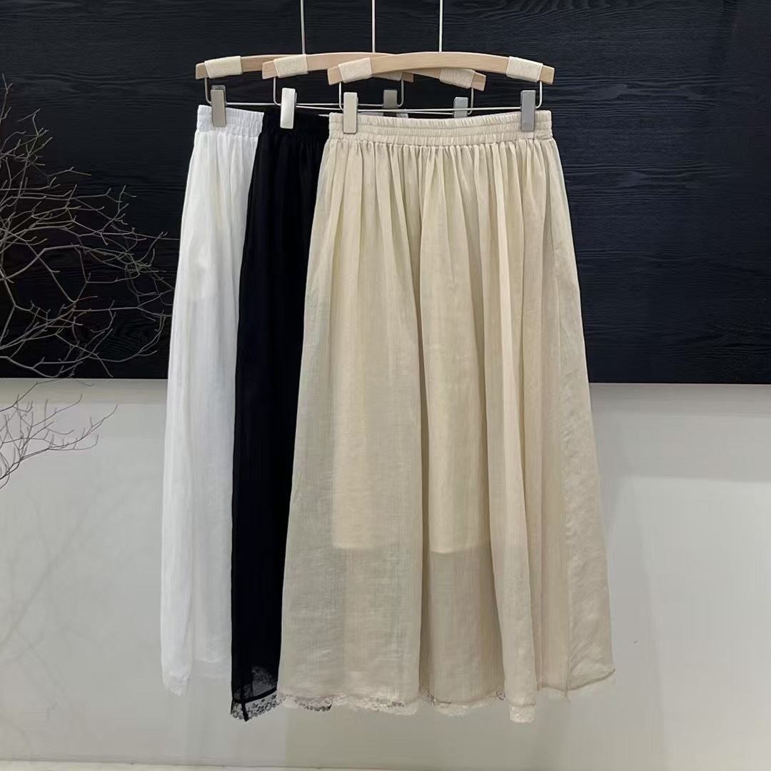 Femme A-linje Maxi-nederdel med blondekant Stilla