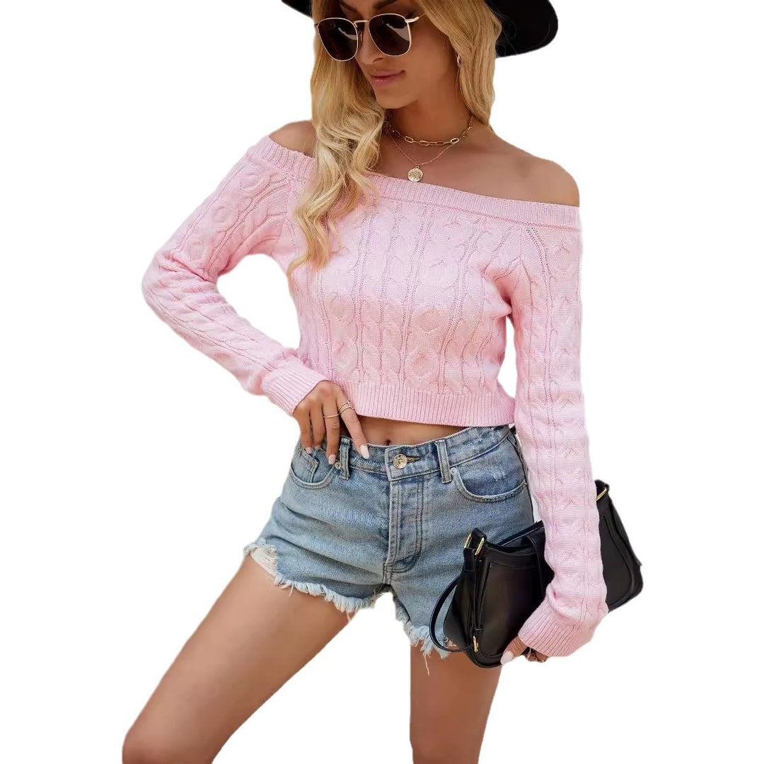 Kvindernes Off-Shoulder Striktrøje med Kabelmønster Stilla