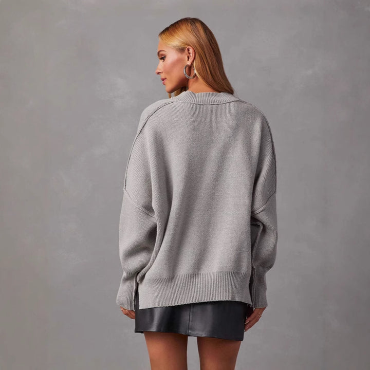 Dame Stor, afslappet sweater med stilfuldt ribmønster Stilla