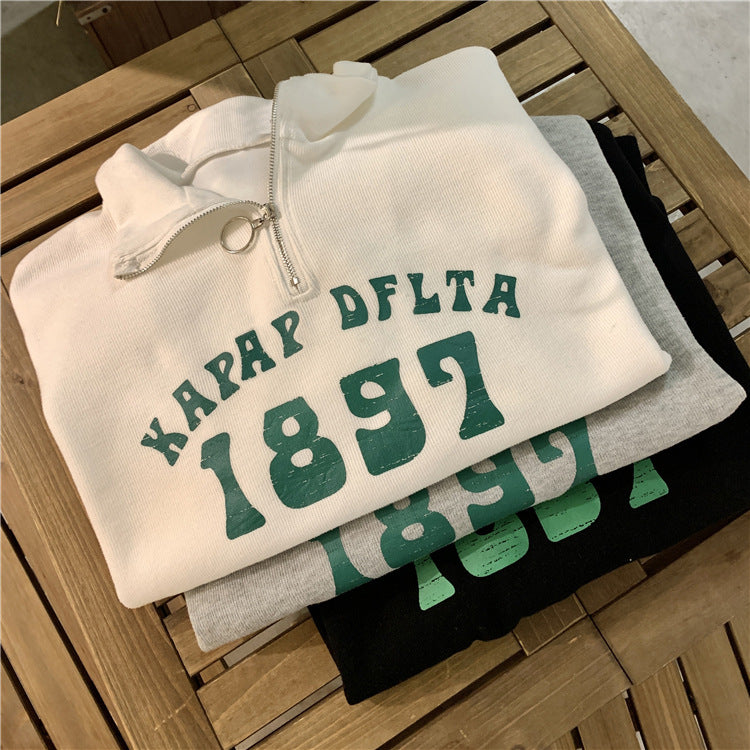 Femme Fjerdedel-Zip Grafik Sweatshirt Stilla