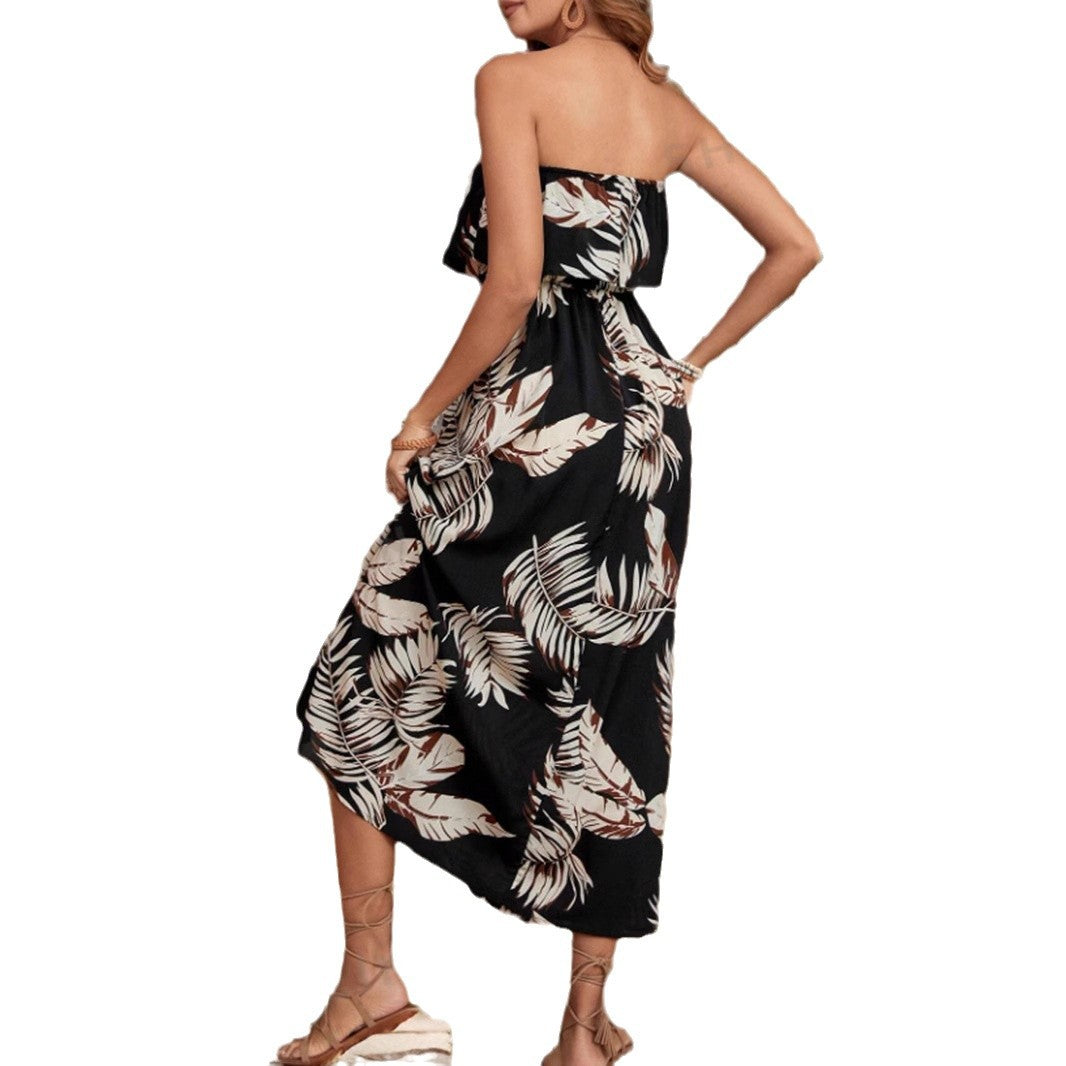 Dame Strapless Maxikjole med højt splittdetail Stilla