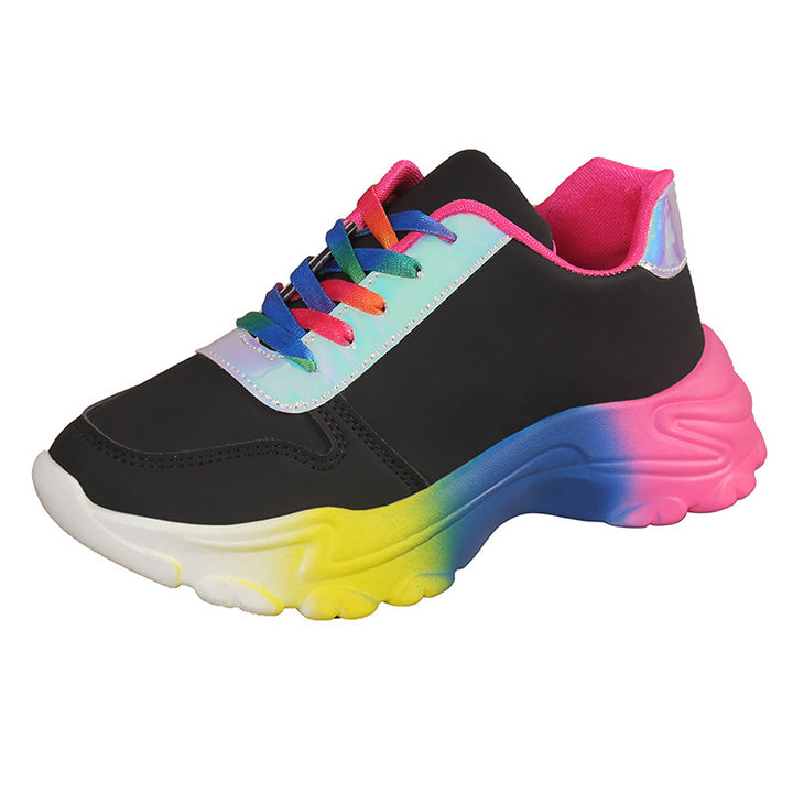 Dame Sporty Sneakers med farverige snørebånd og farvegradient Stilla