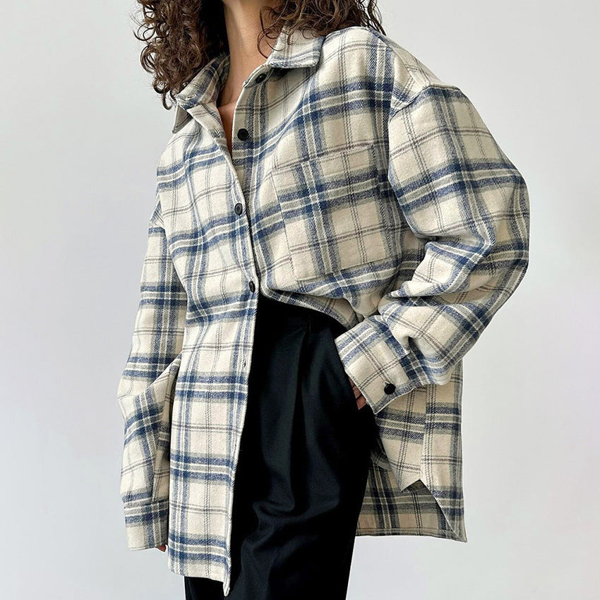 Dame Oversized Skovræmmede skjorte i høj kvalitet flannel Stilla