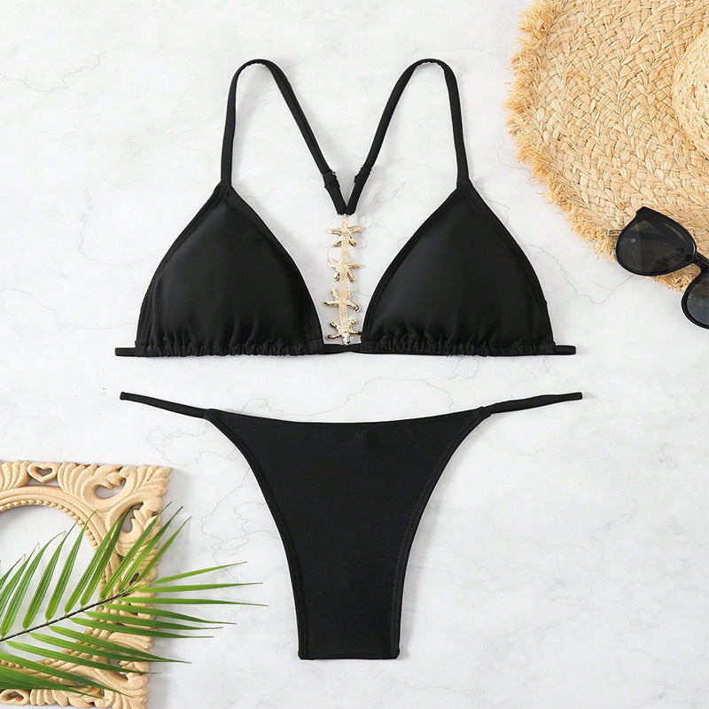Dame Triangel-Bikini med elegante guld-accenter og raffineret snit Stilla