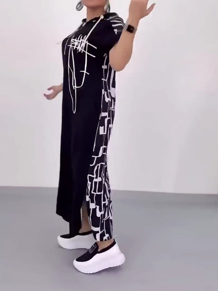 Dame Long Hoodie Kjole med praktisk lynlås og unikt design Stilla