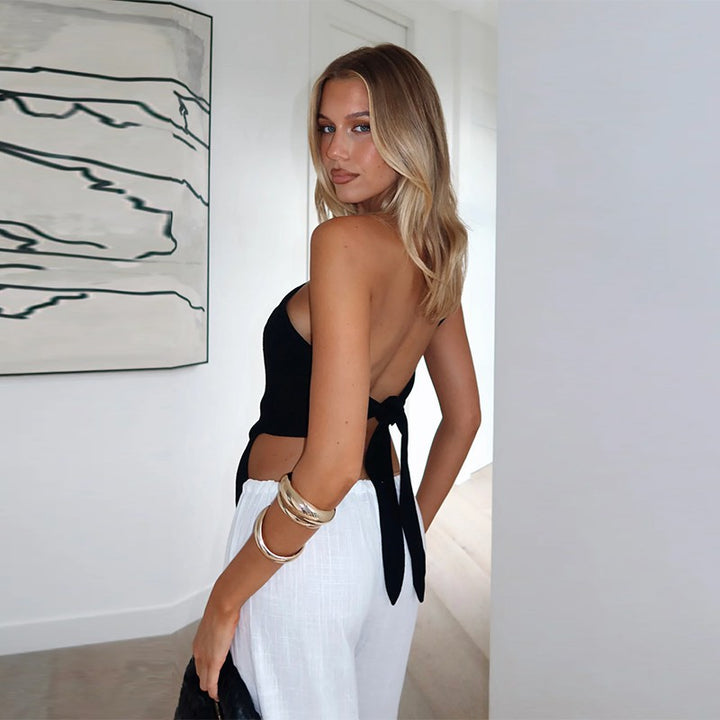 Dame asymmetrisk draperet top Stilla