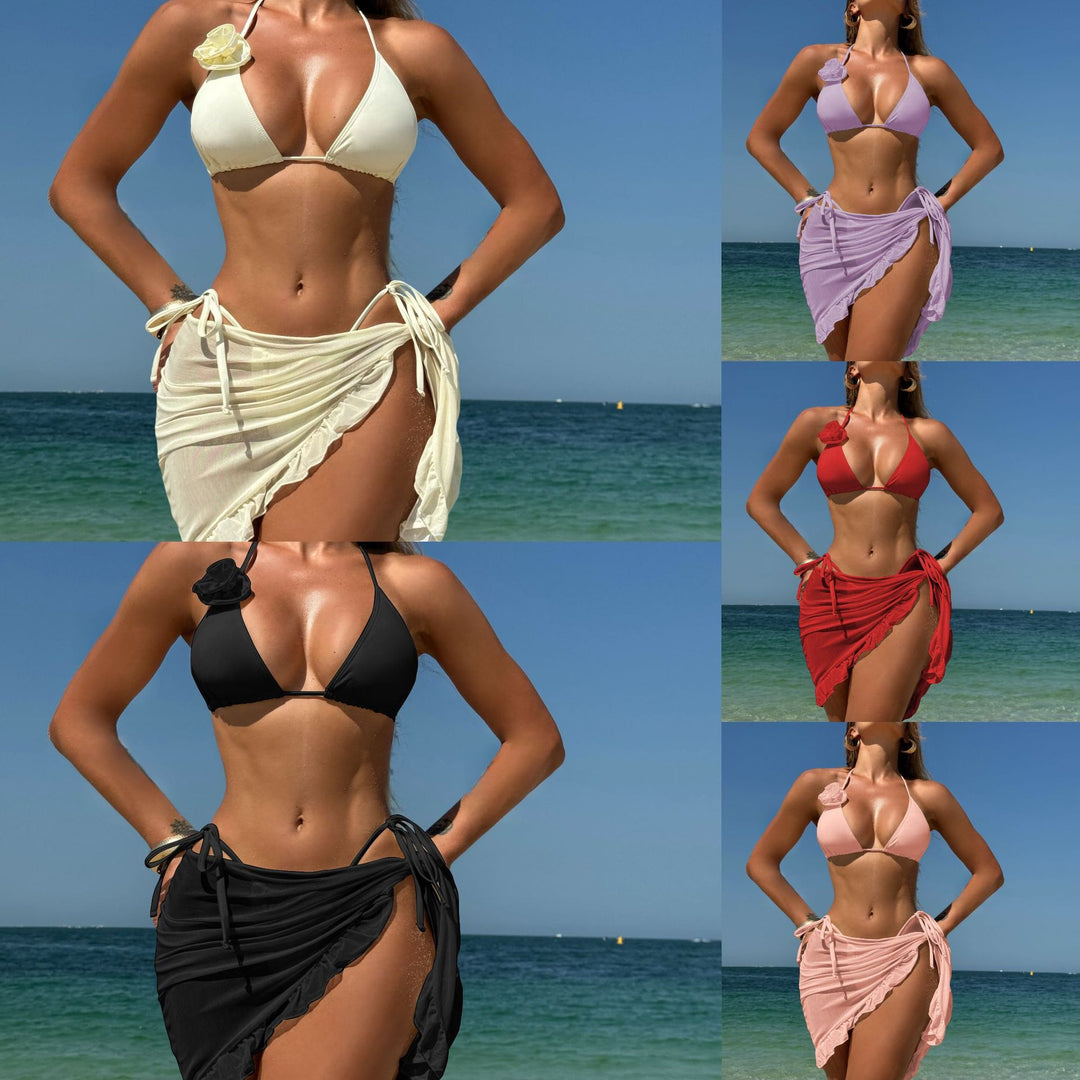 Dame Triangel-Bikini med delikat flæse og justerbart skørt Stilla