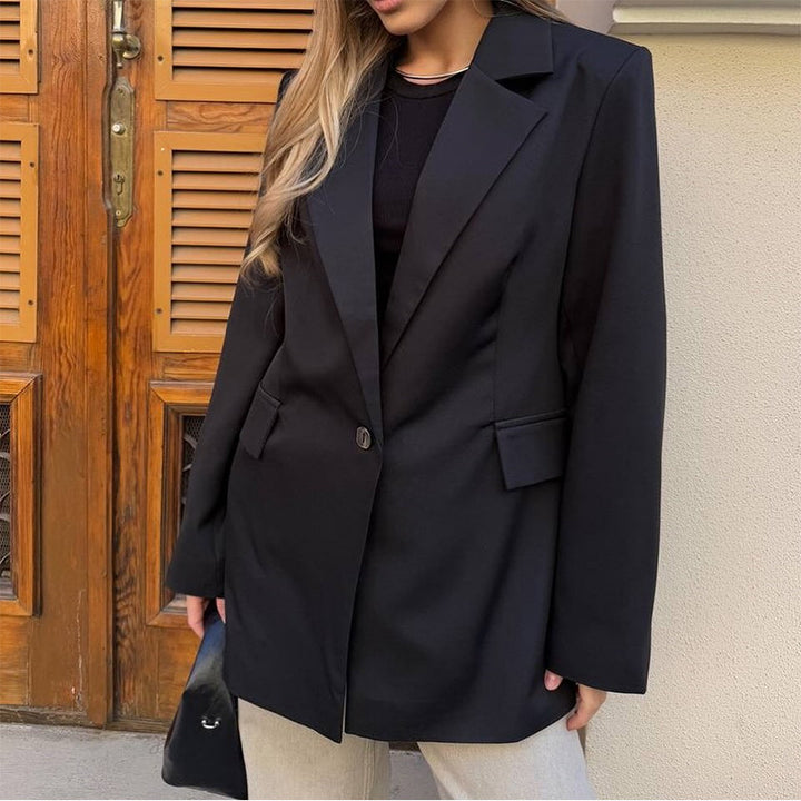 Damer fashionable oversized blazer jakke med talje bælte Stilla