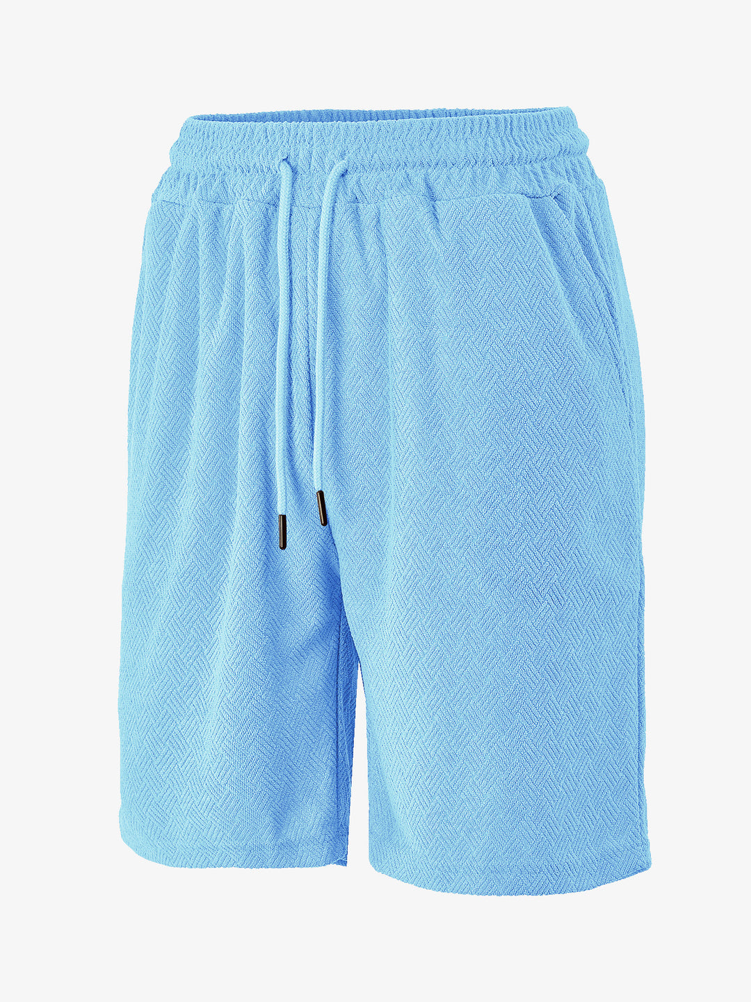 Herrer Frottee-shorts med fiskebensmønster, elastisk snor i taljen og sidelommer Skovae