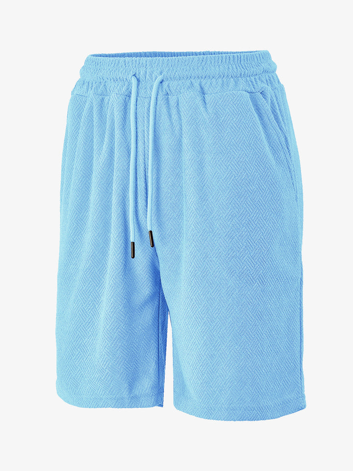 Herrer Frottee-shorts med fiskebensmønster, elastisk snor i taljen og sidelommer Skovae