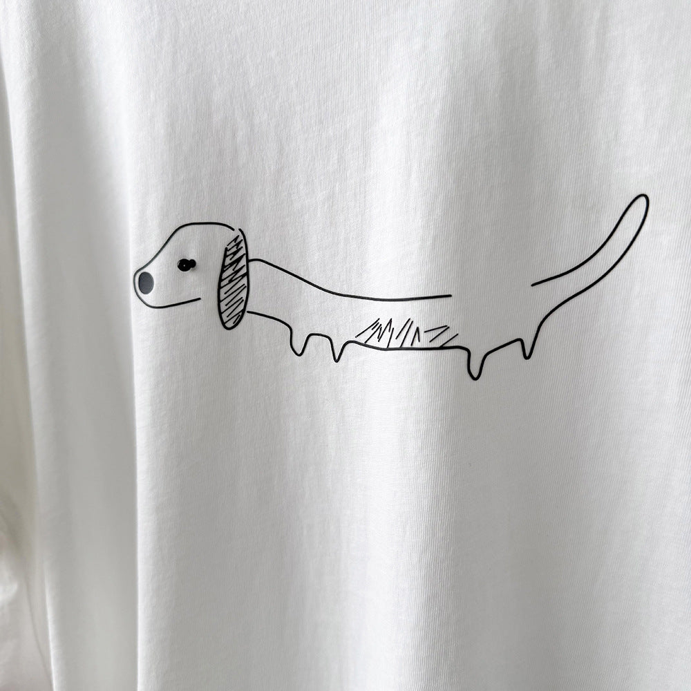 Dame afslappet T-shirt med legende dyremotiv og høj kvalitet bomuld Stilla