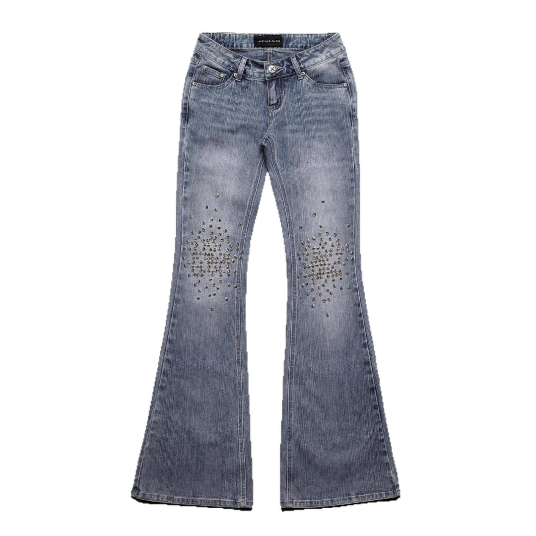 Dame Mode Bootcut-Jeans med glitrende nitter Skovae