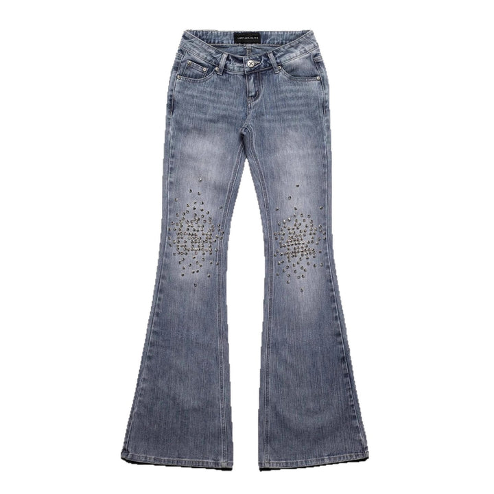 Dame Mode Bootcut-Jeans med glitrende nitter Skovae
