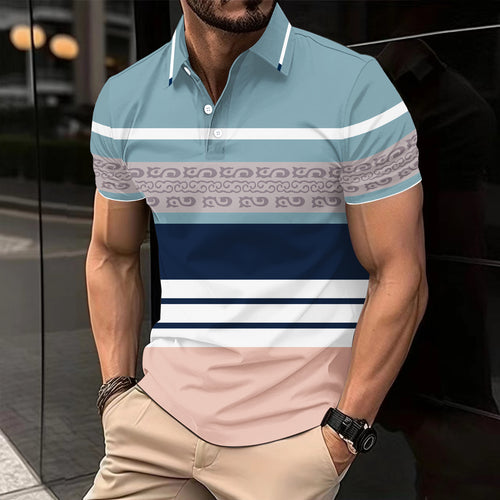 Herrer polo shirt med moderne stribemønster og åndbare egenskaber Stilla