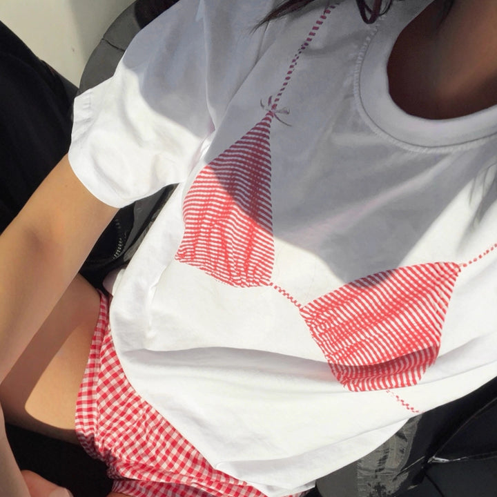 Dame oversized shirt med kreativ grafiktryk Skovae