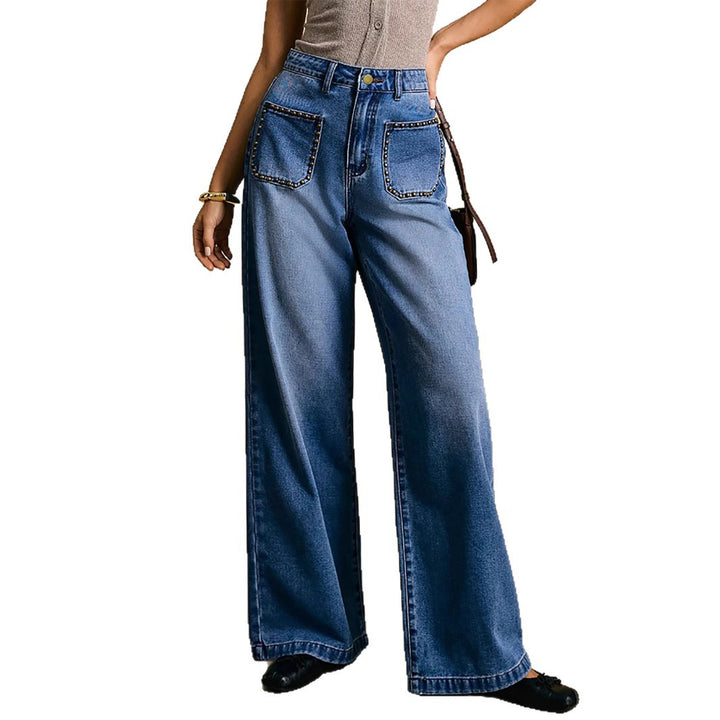Dame Løst skårne jeans med dekorative lommer og høj talje Stilla