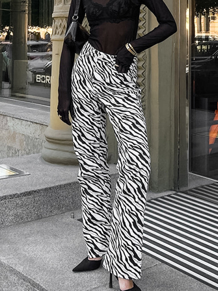 Dame High-Waist Zebra-Print Bukser Stilla