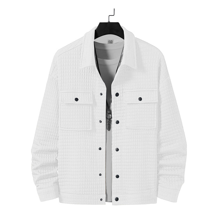 Herre nan quiltet overshirtjakke med kvadratisk quiltstruktur og påsyede brystlommer Skovae