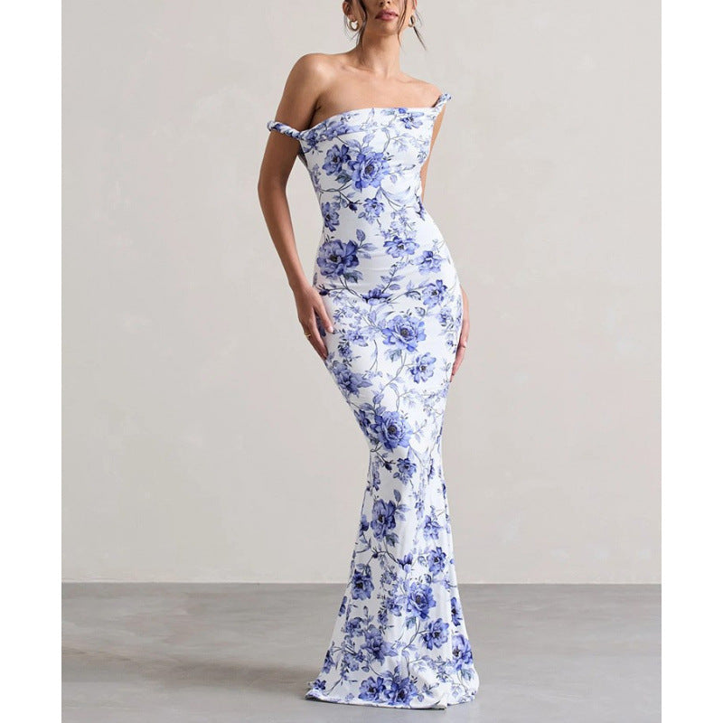 Damer Off-Shoulder Leopardmønster Maxi Kjole Stilla