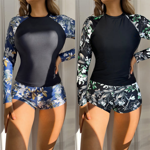 Dame Sporty Langærmet Badedragt med floral design Skovae