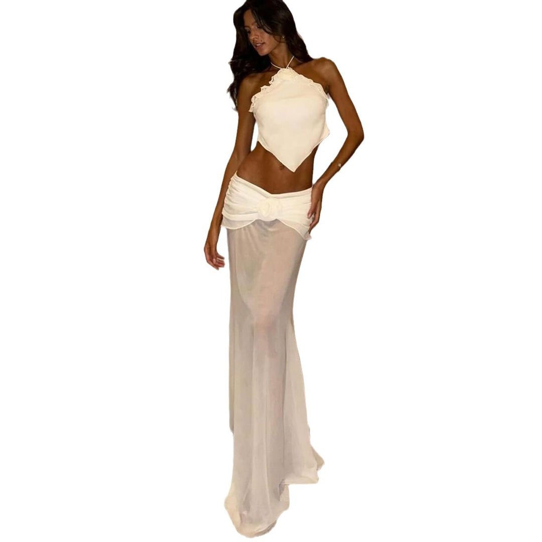 Dame Strandmode-sæt med elegant transparent overrobe og raffineret top Stilla
