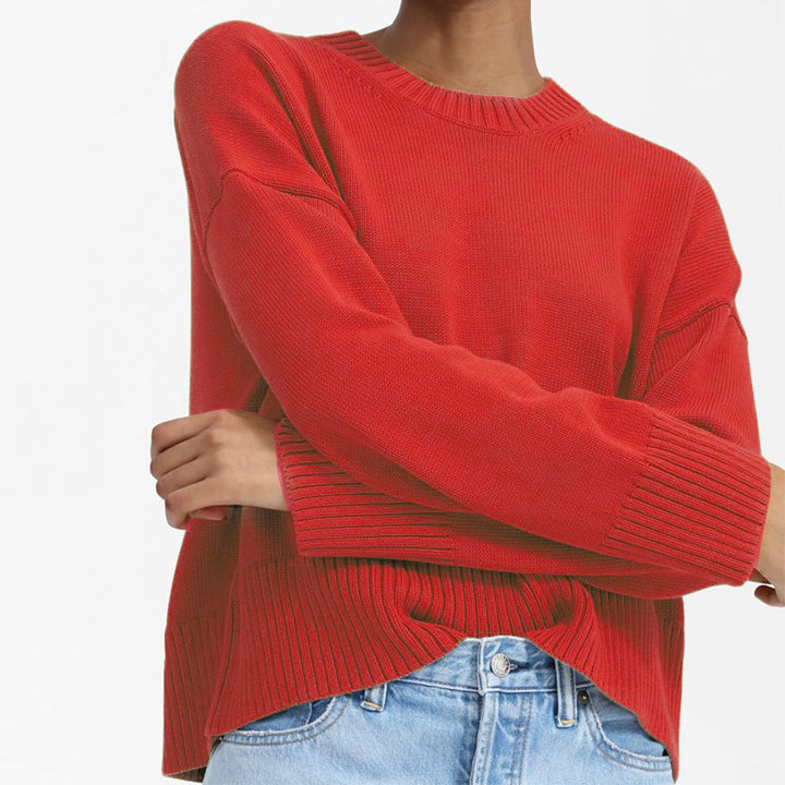 Dame afslappet oversized striktrøje med struktureret design Stilla