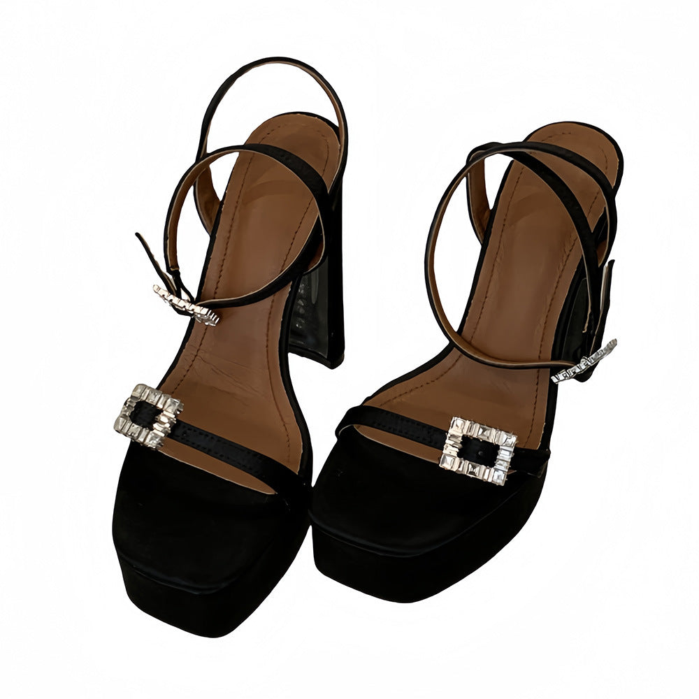 Dame Glamourøse Plateau-Sandaler med glitrende Strassdetaljer Stilla